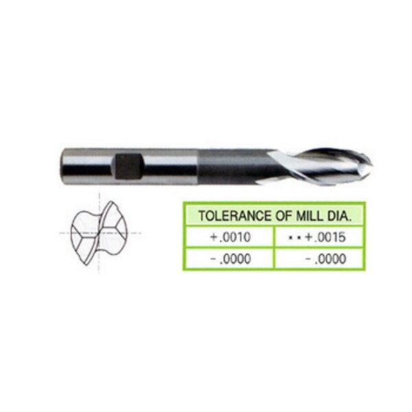 Yg-1 Tool 2 Flute Extended Length Se Ball Nose Ticn Coated Hss 42047HC - main